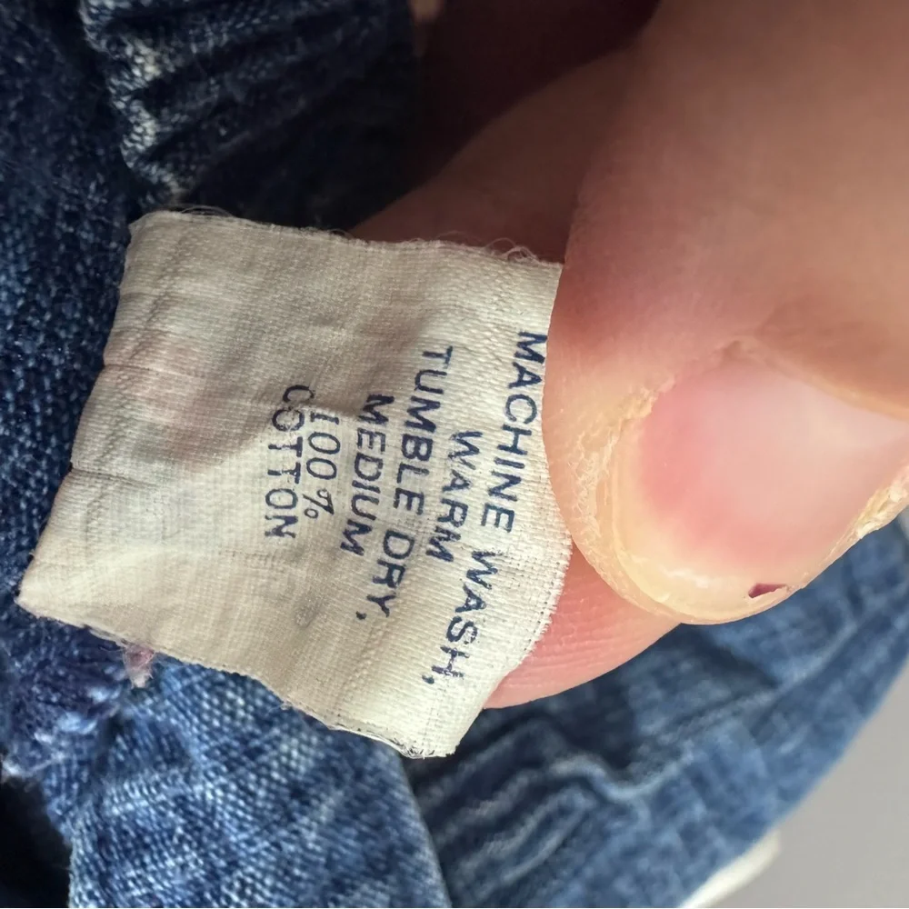 Vintage Carter’s Overalls 18M Blue Plaid Denim Baby Romper 90s USA